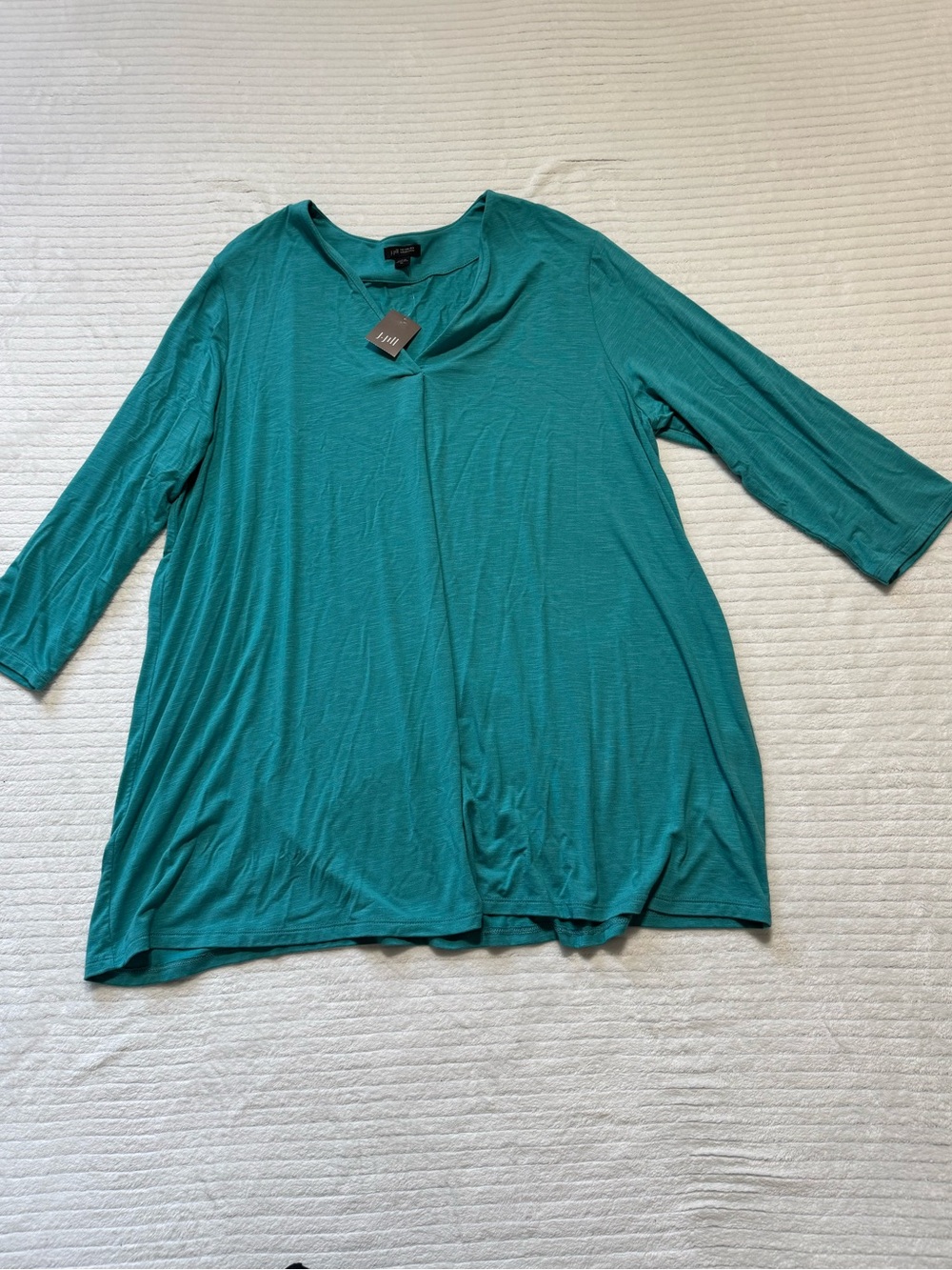 J. Jill Teal V-Neck Long Tunic with 3/4 Sleeves